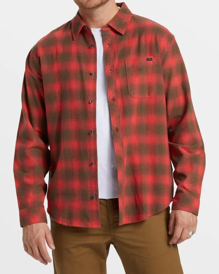 Billabong Coastline Long Sleeve Flannel Shirt Red Mens Shirts Billabong Coastline Long Sleeve Flannel Shirt Red Mens Shirts