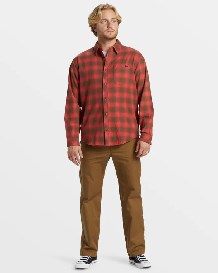 Billabong Coastline Long Sleeve Flannel Shirt Red Mens Shirts Billabong Coastline Long Sleeve Flannel Shirt Red Mens Shirts