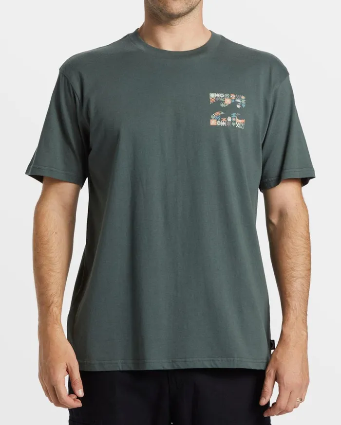 Billabong Crayon Wave TShirt Slate Green Mens TShirts Billabong Crayon Wave TShirt Slate Green Mens TShirts