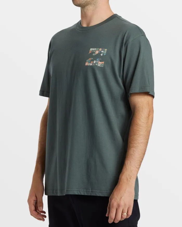 Billabong Crayon Wave TShirt Slate Green Mens TShirts Billabong Crayon Wave TShirt Slate Green Mens TShirts