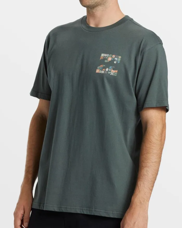 Billabong Crayon Wave TShirt Slate Green Mens TShirts Billabong Crayon Wave TShirt Slate Green Mens TShirts