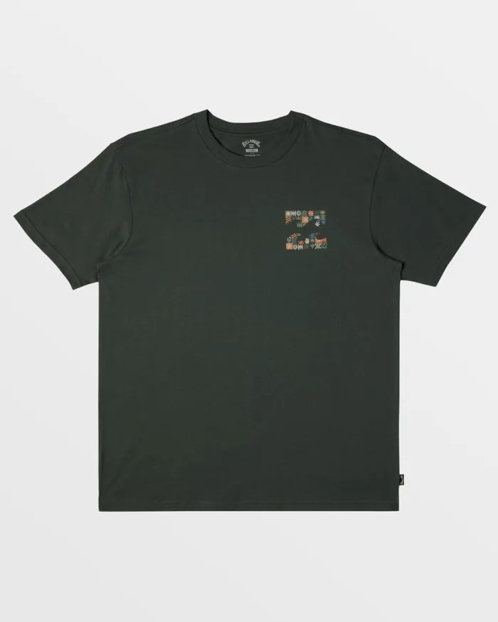 Billabong Crayon Wave TShirt Slate Green Mens TShirts Billabong Crayon Wave TShirt Slate Green Mens TShirts
