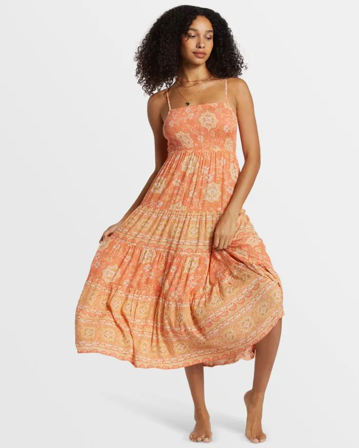 Billabong Dream Space Midi Dress Sweet Papaya Womens Dresses Billabong Dream Space Midi Dress Sweet Papaya Womens Dresses