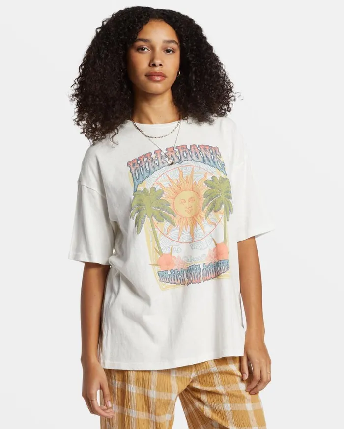 Billabong Enjoy The Journey TShirt Salt Crystal Womens Tops Billabong Enjoy The Journey TShirt Salt Crystal Womens Tops