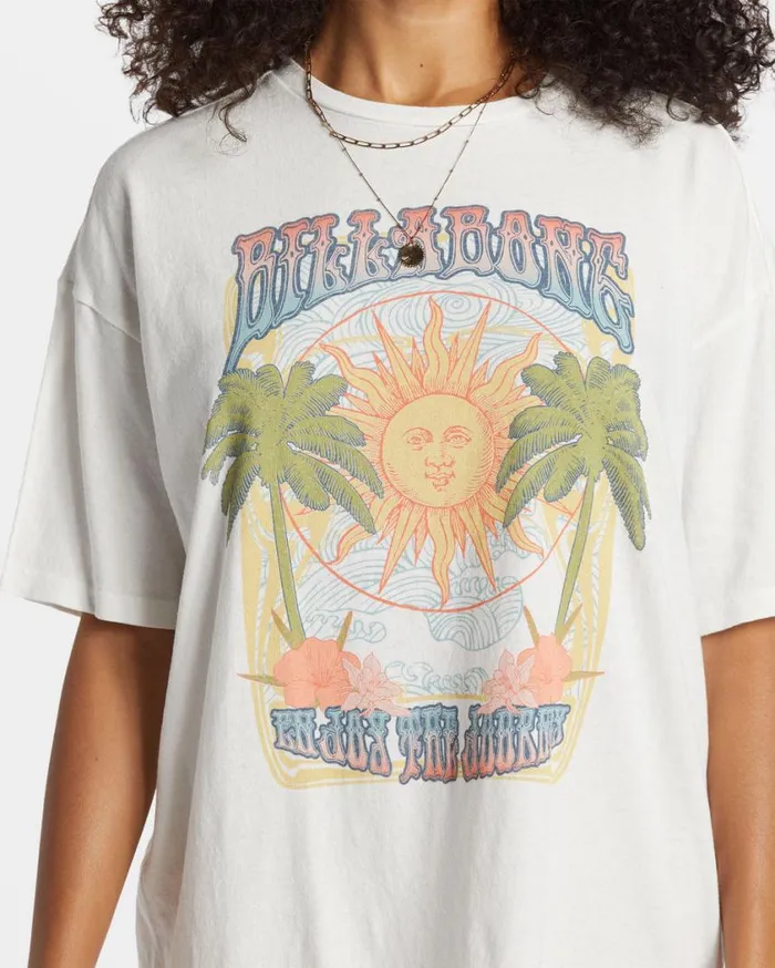 Billabong Enjoy The Journey TShirt Salt Crystal Womens Tops Billabong Enjoy The Journey TShirt Salt Crystal Womens Tops