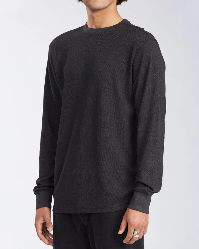 Billabong Essential Long Sleeve Thermal Black Heather Mens Knits Billabong Essential Long Sleeve Thermal Black Heather Mens Knits