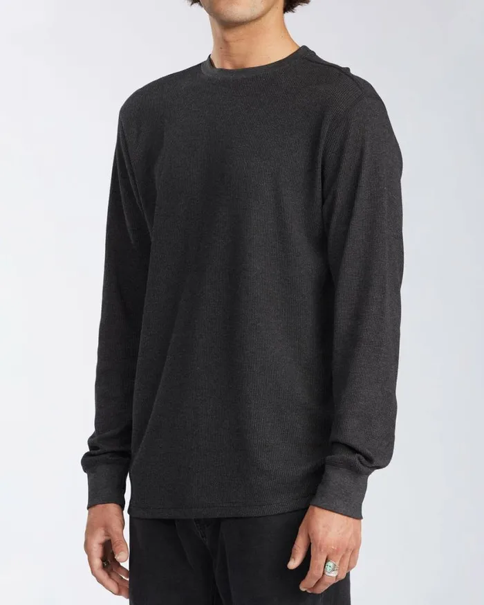 Billabong Essential Long Sleeve Thermal Black Heather Mens Knits Billabong Essential Long Sleeve Thermal Black Heather Mens Knits