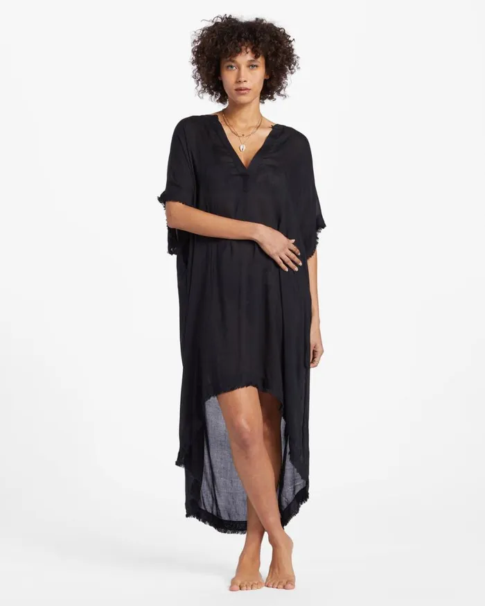 Billabong Found Love Midi Beach CoverUp Black Pebble Womens Dresses