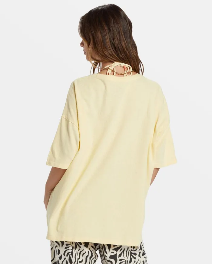 Billabong Island Holiday Oversized TShirt Yellow Womens Graphic Tees and Tanks Billabong Island Holiday Oversized TShirt Yellow Womens Graphic Tees and Tanks