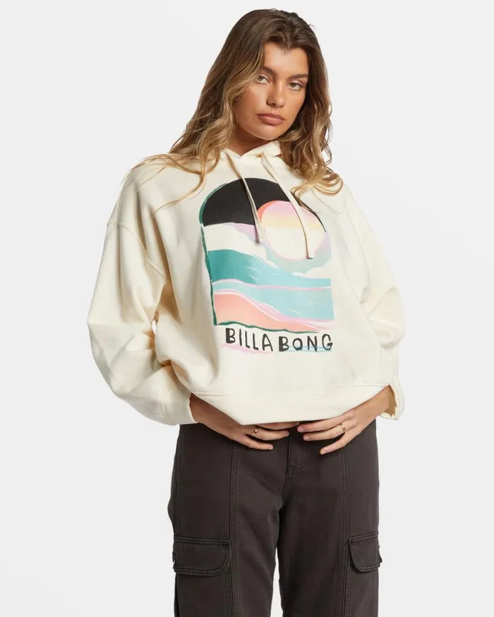 Billabong Keep It Up Pullover Hoodie White Cap Womens Sweatshirts and Fleece