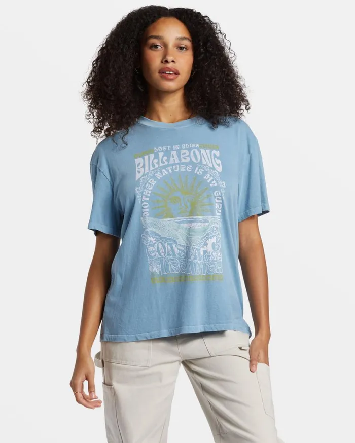 Billabong Lost In Bliss TShirt Blue Shadow Womens Tops