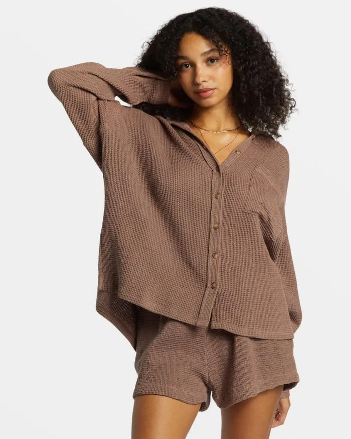 Billabong Odyssey Long Sleeve Shacket Kona Womens Tops Billabong Odyssey Long Sleeve Shacket Kona Womens Tops
