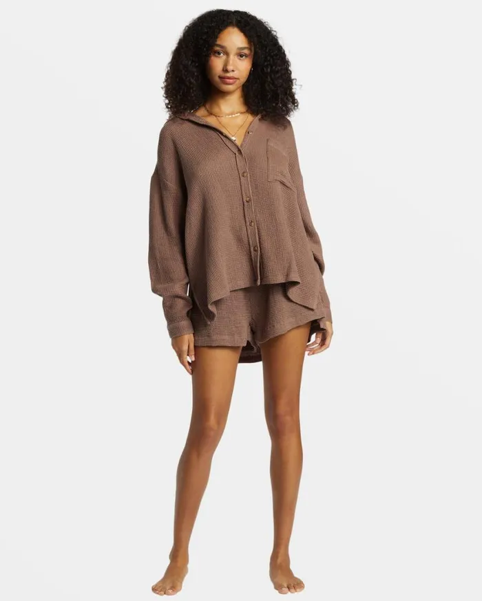 Billabong Odyssey Long Sleeve Shacket Kona Womens Tops Billabong Odyssey Long Sleeve Shacket Kona Womens Tops