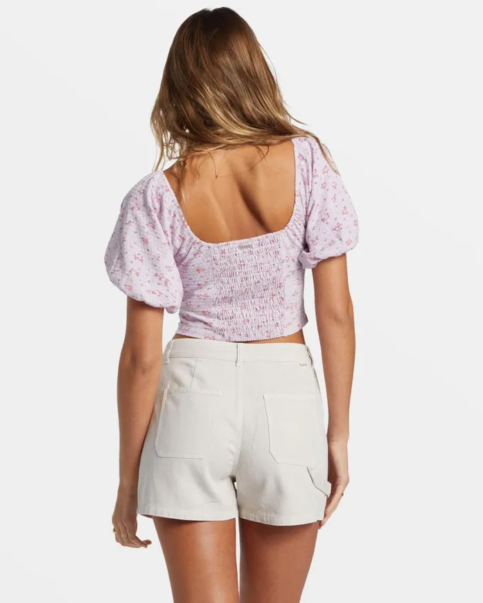 Billabong Posy Crop Top Iced Lavender Womens Tops Billabong Posy Crop Top Iced Lavender Womens Tops