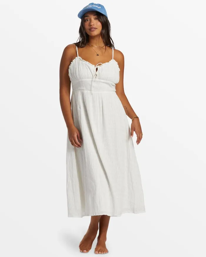 Billabong Pretty Perfect Sweetheart Midi Dress Salt Crystal Womens Dresses
