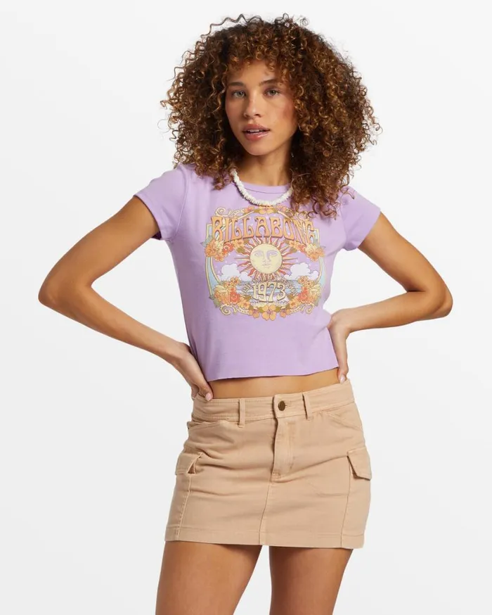 Billabong Rise With The Sun Shrunken TShirt Tulip Womens Graphic Tees and Tanks Billabong Rise With The Sun Shrunken TShirt Tulip Womens Graphic Tees and Tanks