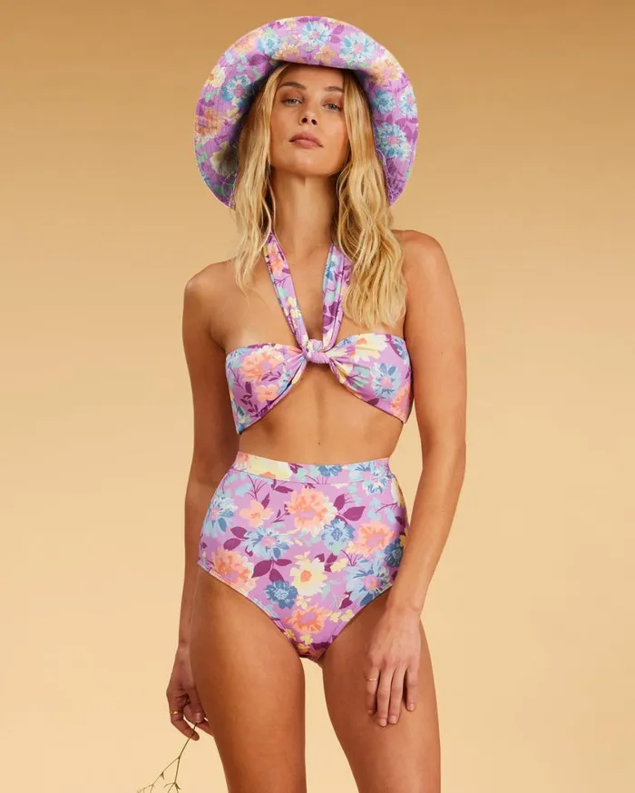 Billabong Salty Blonde Halleys Garden Wrap Halter Bikini Top Multi Womens Bikinis Billabong Salty Blonde Halleys Garden Wrap Halter Bikini Top Multi Womens Bikinis