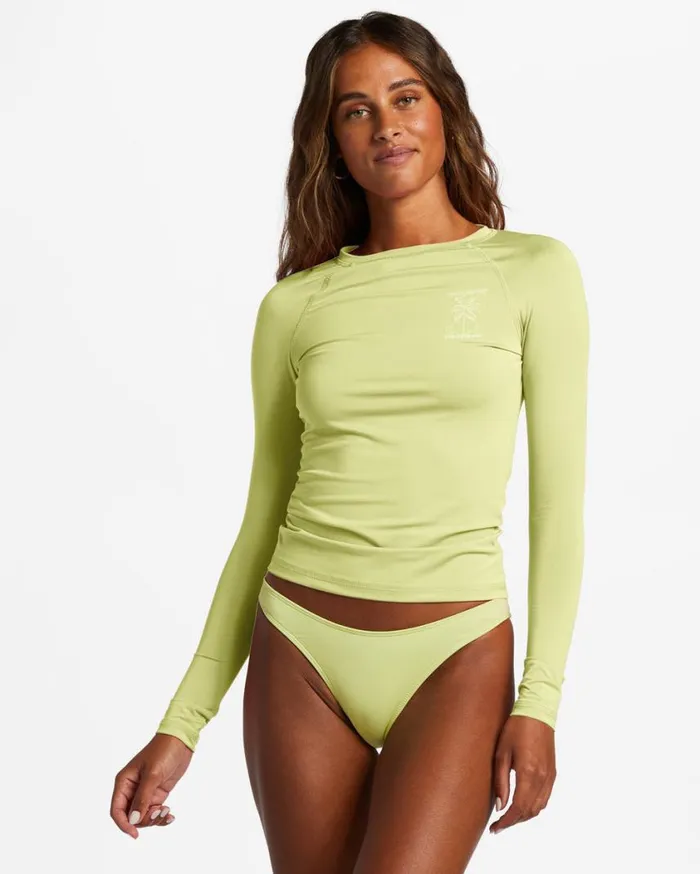 Billabong Sol Searcher Long Sleeve Upf 50 Rashguard Light Lime Womens Rashguards and Bodysuits Billabong Sol Searcher Long Sleeve Upf 50 Rashguard Light Lime Womens Rashguards and Bodysuits
