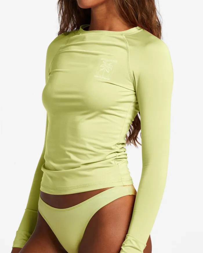 Billabong Sol Searcher Long Sleeve Upf 50 Rashguard Light Lime Womens Rashguards and Bodysuits Billabong Sol Searcher Long Sleeve Upf 50 Rashguard Light Lime Womens Rashguards and Bodysuits