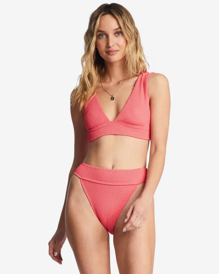 Billabong Summer High Plunge Bikini Top Coral Crush Womens Bikinis