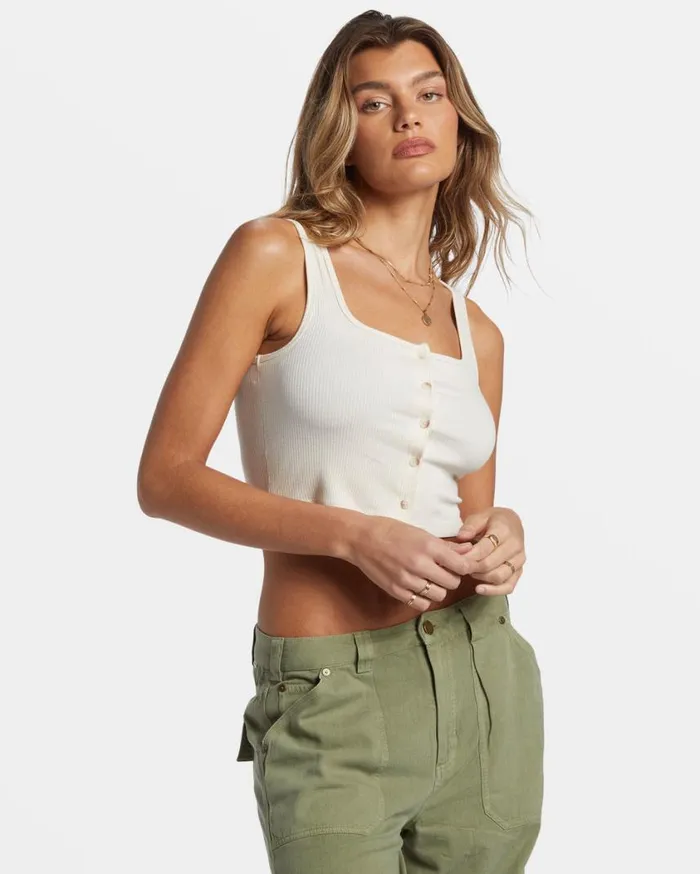 Billabong Summerset Cropped Tank Top White Cap Womens Tops Billabong Summerset Cropped Tank Top White Cap Womens Tops