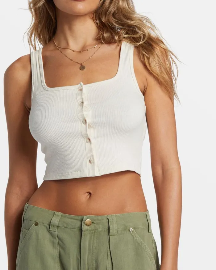 Billabong Summerset Cropped Tank Top White Cap Womens Tops Billabong Summerset Cropped Tank Top White Cap Womens Tops