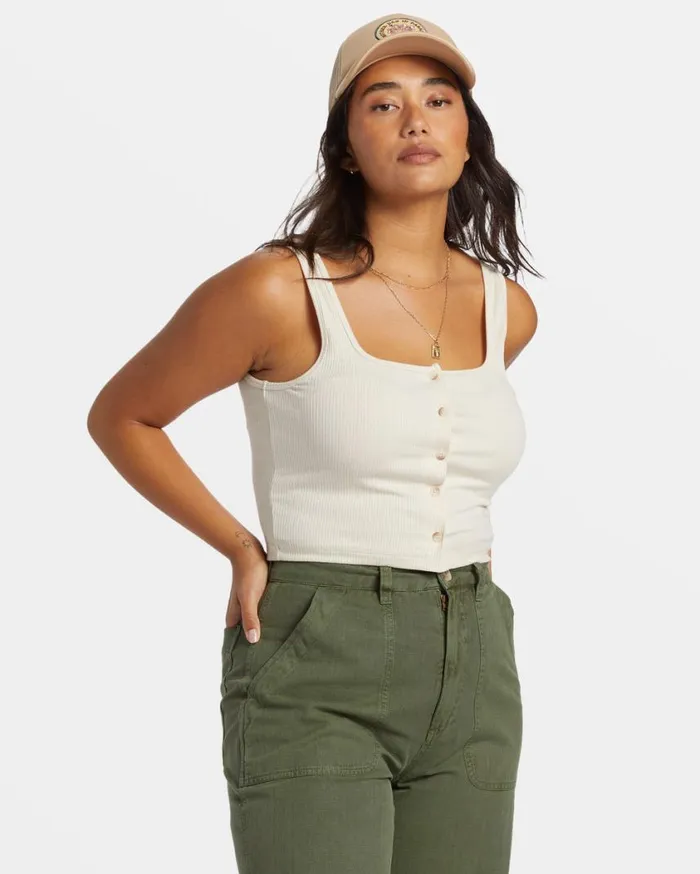 Billabong Summerset Cropped Tank Top White Cap Womens Tops Billabong Summerset Cropped Tank Top White Cap Womens Tops