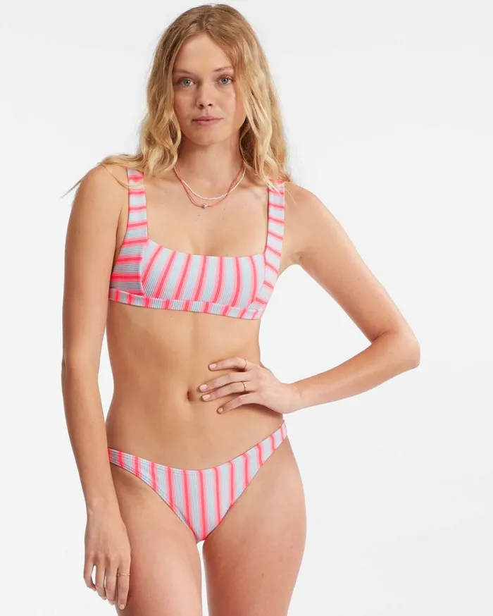 Billabong Surf Stripe Tank Bikini Top Morning Sky Womens Bikini Tops