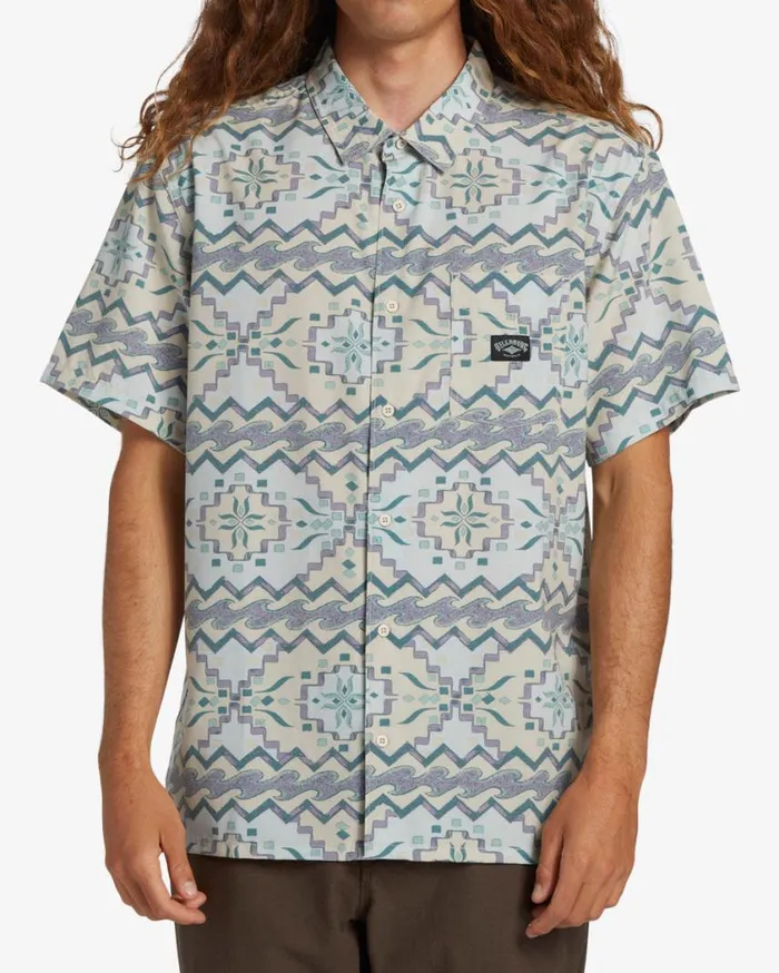 Billabong Surftrek Trail Short Sleeve Woven Shirt Seafoam Mens Shirts