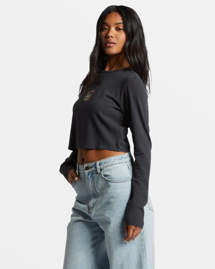 Billabong Tommy Long Sleeve Top Black Sands Womens Tops Billabong Tommy Long Sleeve Top Black Sands Womens Tops