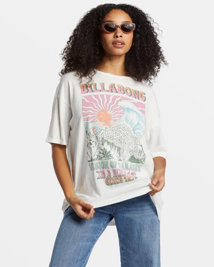 Billabong Vision Of Paradise TShirt Salt Crystal Womens Graphic Tees and Tanks Billabong Vision Of Paradise TShirt Salt Crystal Womens Graphic Tees and Tanks
