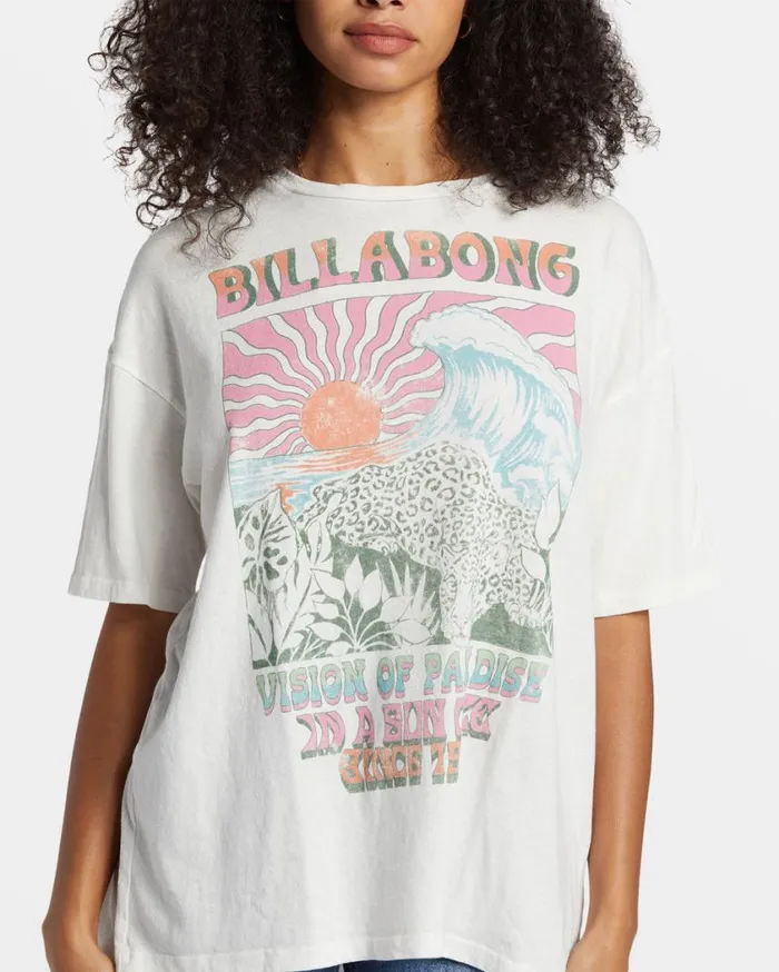 Billabong Vision Of Paradise TShirt Salt Crystal Womens Graphic Tees and Tanks Billabong Vision Of Paradise TShirt Salt Crystal Womens Graphic Tees and Tanks