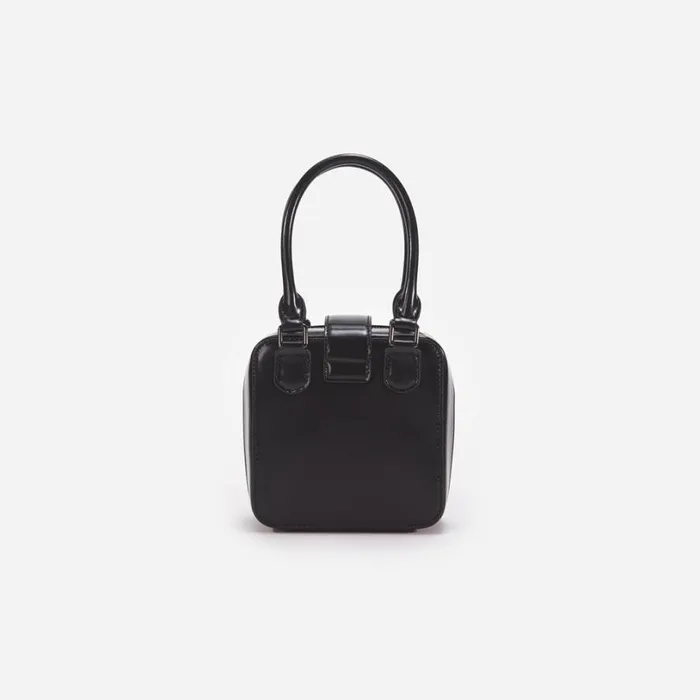 Black Leather Square Mini Tote Bag Women Self Portrait Mini Black Leather Square Mini Tote Bag Women Self Portrait Mini