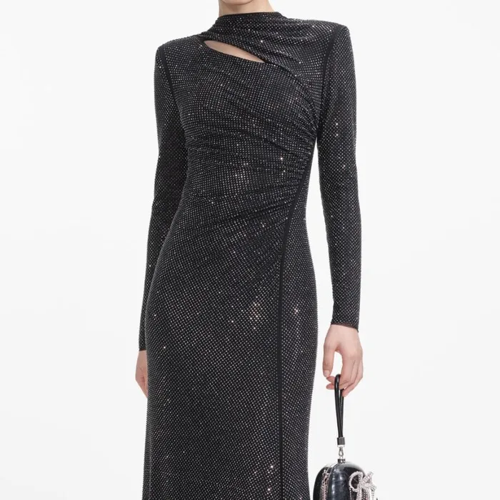 Black Rhinestone Mesh Cut Out Maxi Dress Women Self Portrait Dresses Black Rhinestone Mesh Cut Out Maxi Dress Women Self Portrait Dresses