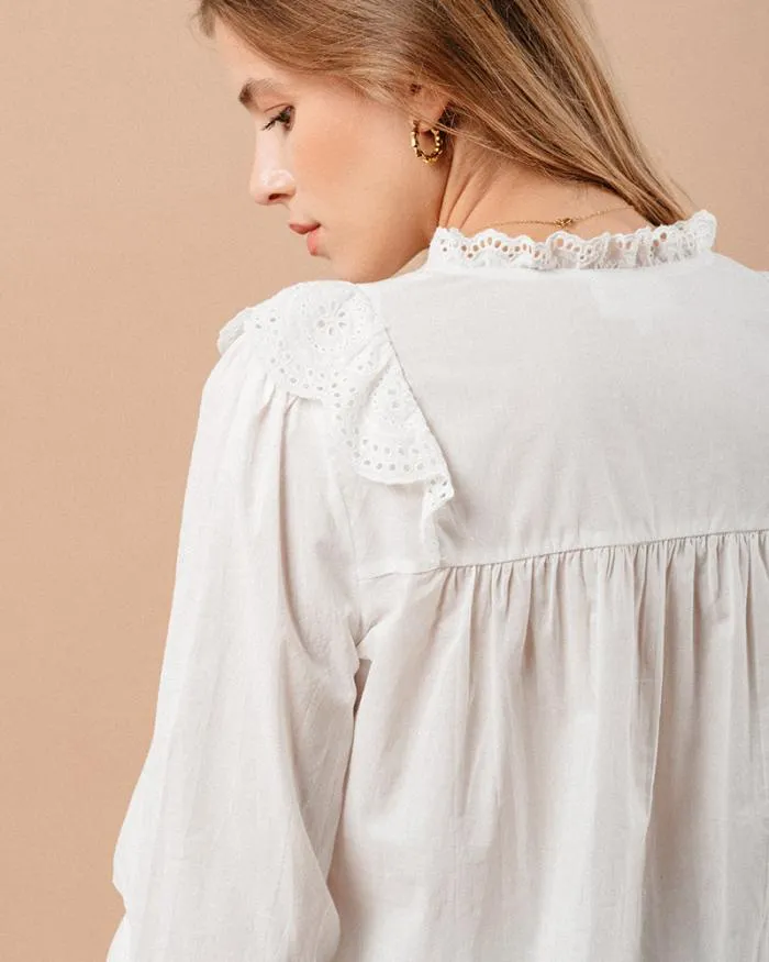 BLOUSE ECRU MAXIME Shop Grace and Mila Ruffled Blouses