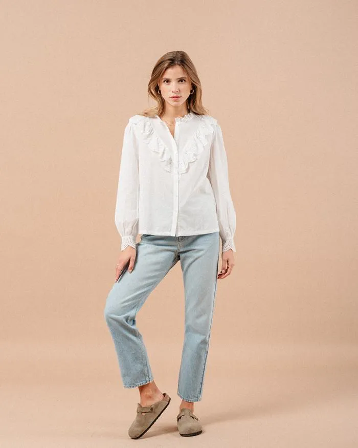 BLOUSE ECRU MAXIME Shop Grace and Mila Ruffled Blouses