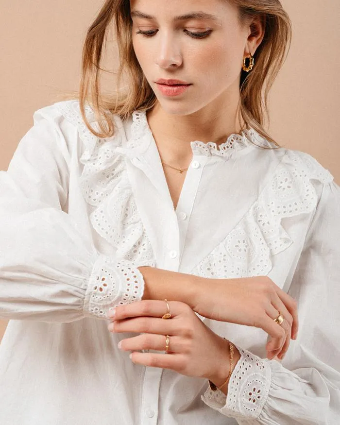 BLOUSE ECRU MAXIME Shop Grace and Mila Ruffled Blouses