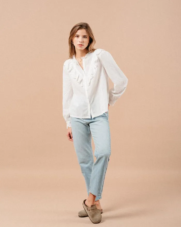 BLOUSE ECRU MAXIME Shop Grace and Mila Ruffled Blouses