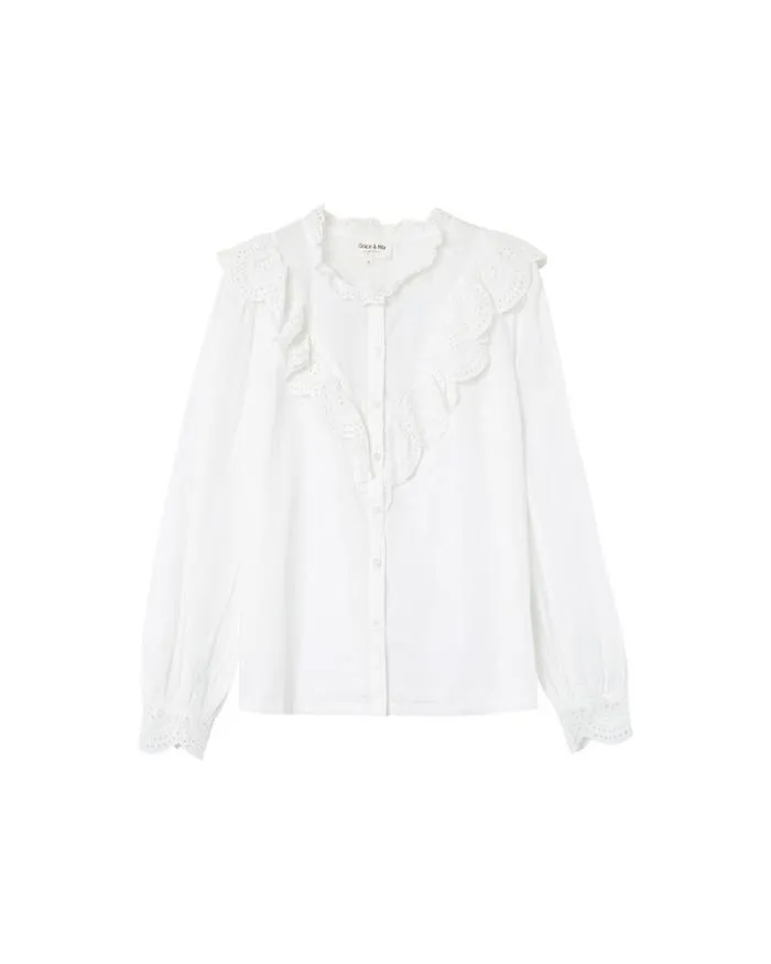 BLOUSE ECRU MAXIME Shop Grace and Mila Ruffled Blouses