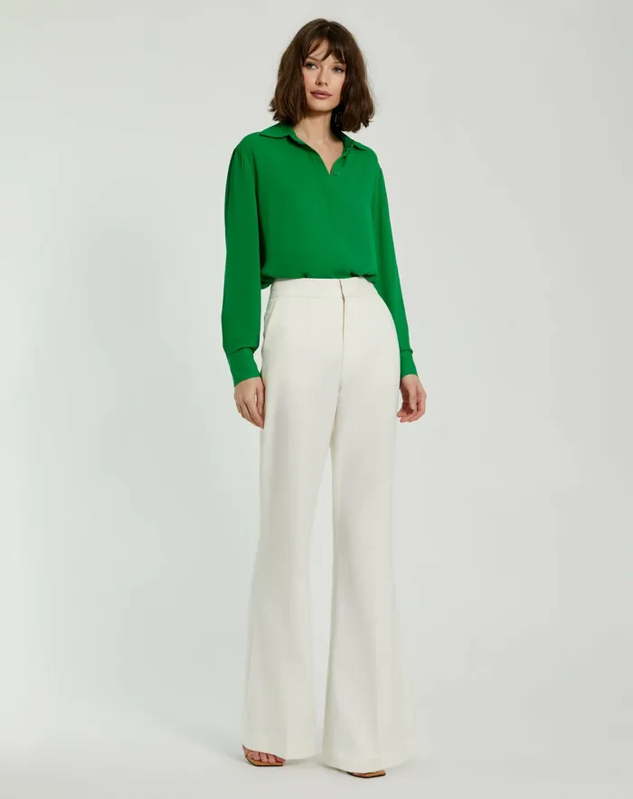 Blouses and Tops Women The Bentley Long Sleeve Button Up Georgette Blouse 8211 FINAL SALE Spring Green Mac Duggal