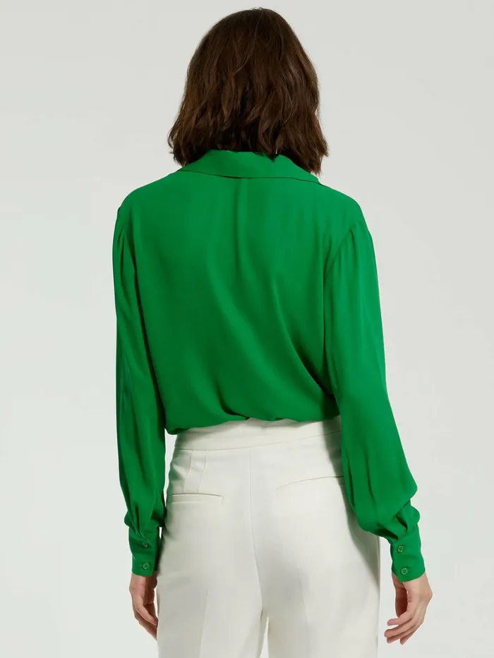 Blouses and Tops Women The Bentley Long Sleeve Button Up Georgette Blouse 8211 FINAL SALE Spring Green Mac Duggal