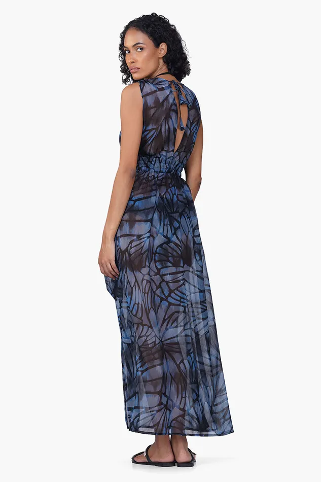 Blue Morpho Printed Cover Up Dress Dresses America and Beyond Women