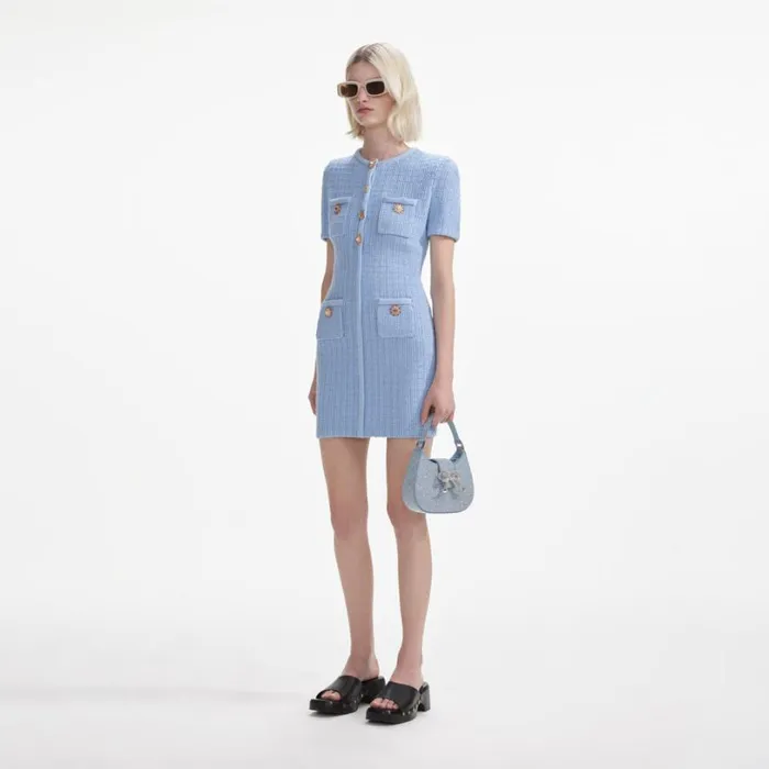Blue Rhinestone Denim Cresent Bag Women Self Portrait Denim Blue Rhinestone Denim Cresent Bag Women Self Portrait Denim