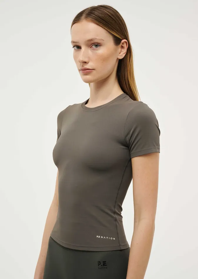 Bodyluxe PE Nation Women FOUNDATION SHORT SLEEVE TEE IN GUNMETAL