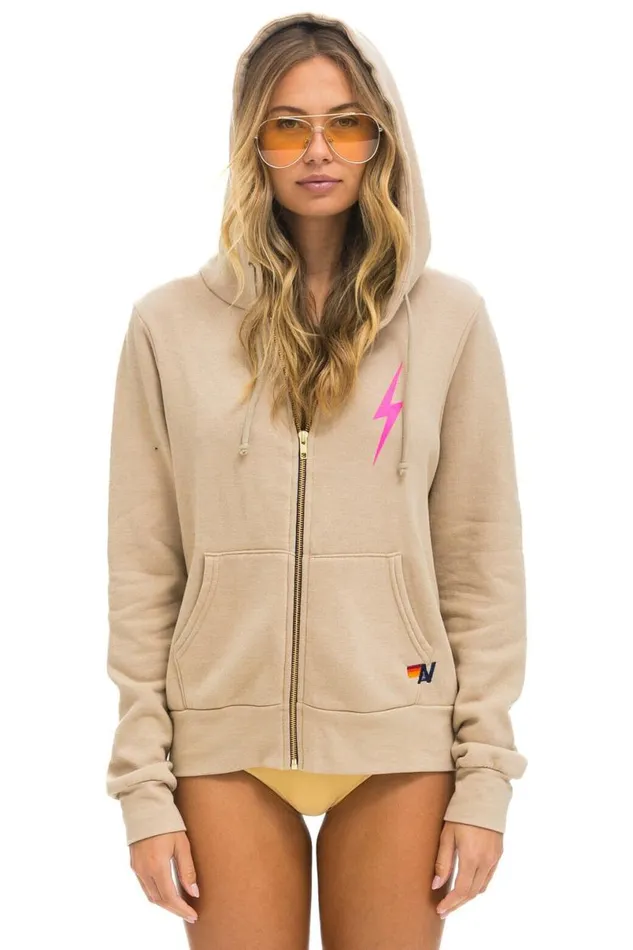 Bolt 2 Hoodie 8211 Sand Neon Pink WomenMen Aviator Nation Hoodies