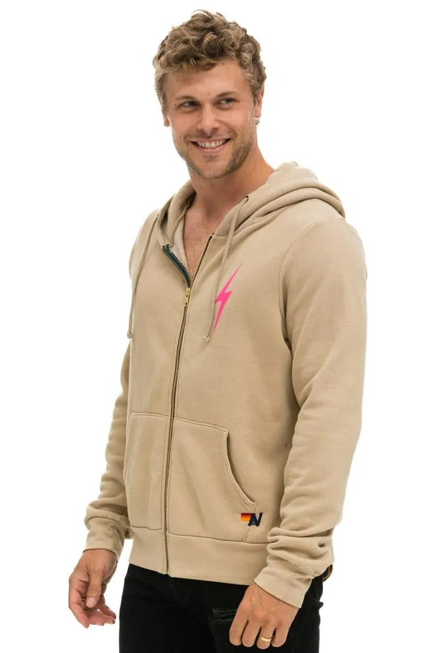 Bolt 2 Hoodie 8211 Sand Neon Pink WomenMen Aviator Nation Hoodies