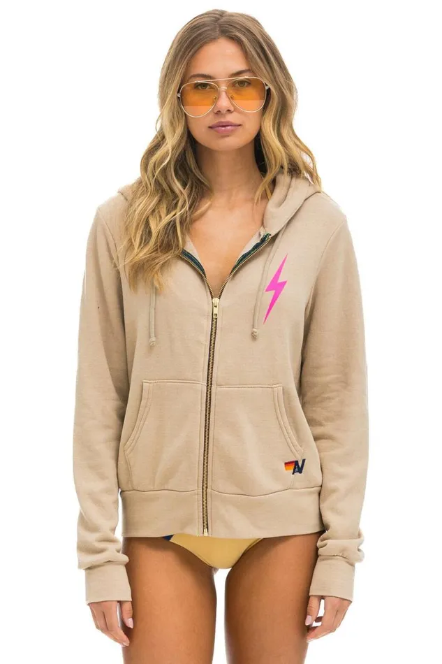 Bolt 2 Hoodie 8211 Sand Neon Pink WomenMen Aviator Nation Hoodies
