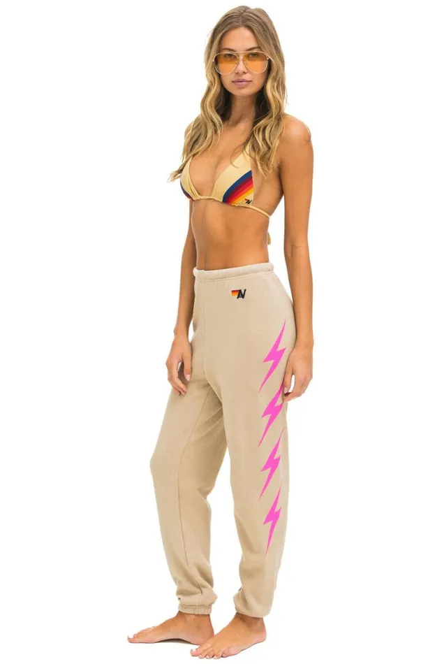Bolt 4 Sweatpants 8211 Sand Neon Pink Women Aviator Nation Sweatpants