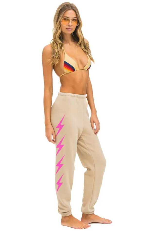 Bolt 4 Sweatpants 8211 Sand Neon Pink Women Aviator Nation Sweatpants
