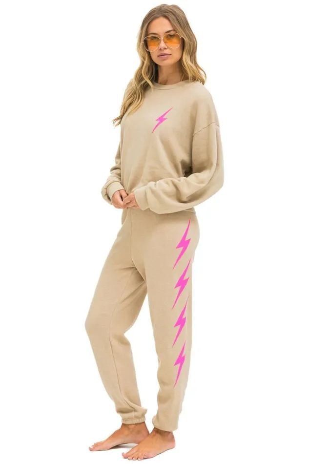 Bolt 4 Sweatpants 8211 Sand Neon Pink Women Aviator Nation Sweatpants